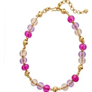 Brinker + Eliza Gold Chain Necklace with Hot Pink and Lavender Beads